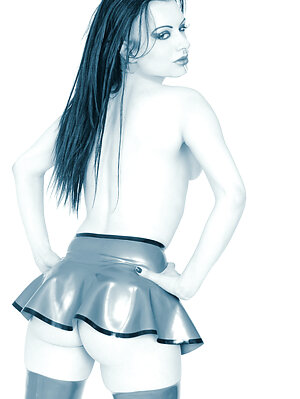 hot punk beauty in rubber skirt and