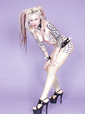 tattooed punk blonde in high heels